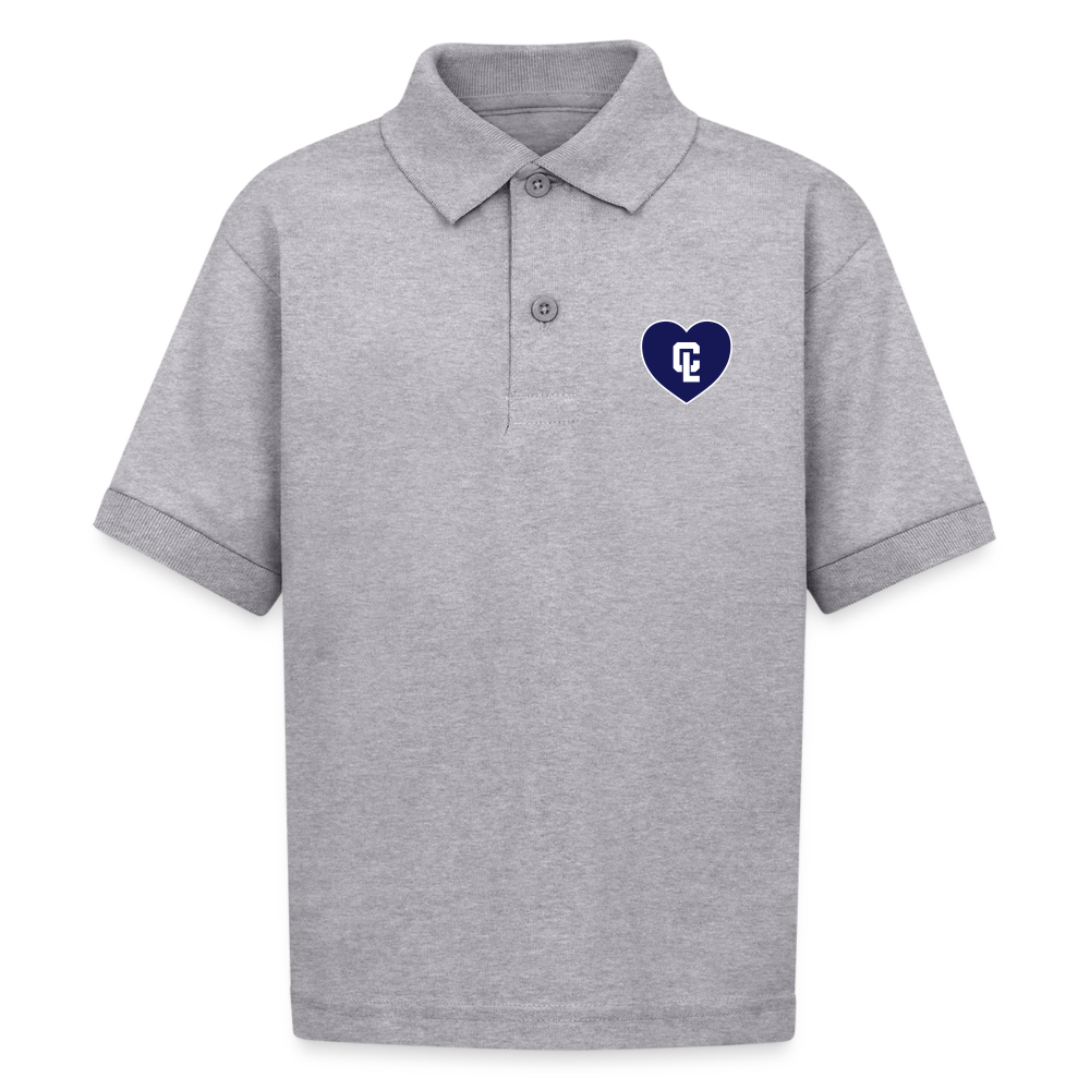 Kids Jersey Polo - CL Gray 💙 Heart - heather gray