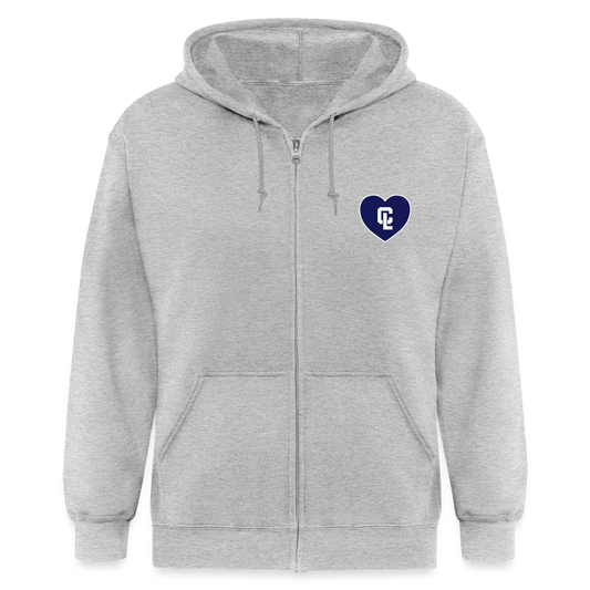 Mens Full-zip Hoodie - CL Gray 💙 Heart - heather gray