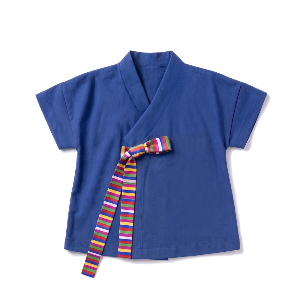 Kids Hanbok Shirt - Saekdong Blue