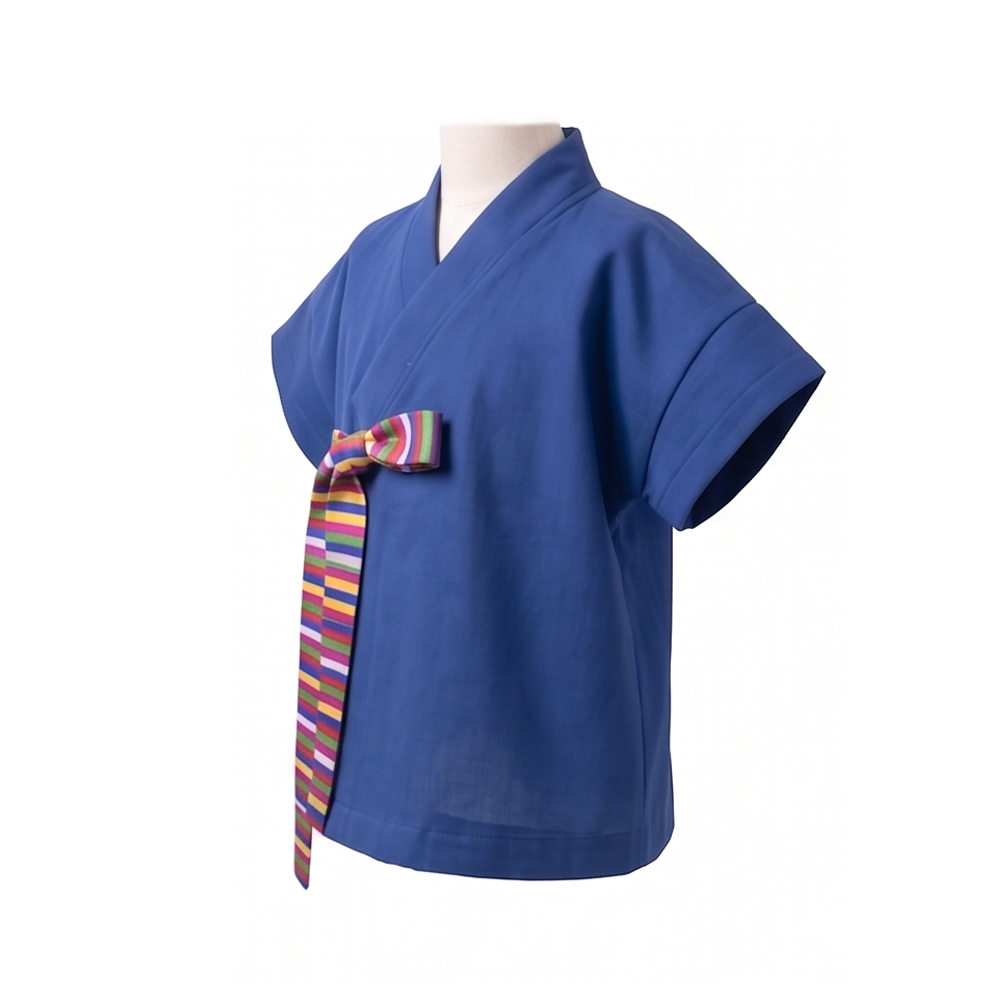 Kids Hanbok Shirt - Saekdong Blue